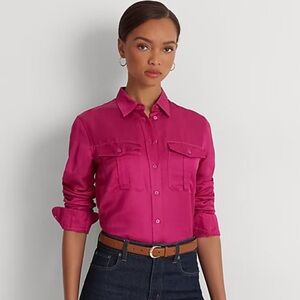 Lauren Ralph Lauren Button-Up Shirt – Fuchsia Berry – Size M
